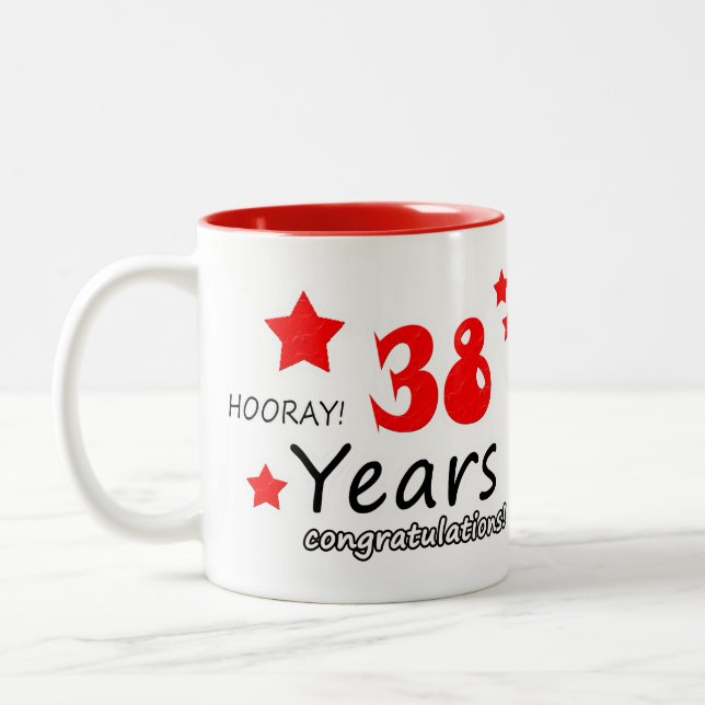 Tasse 2 Couleurs 38e anniversaire, 38 ans Mariage (Gauche)