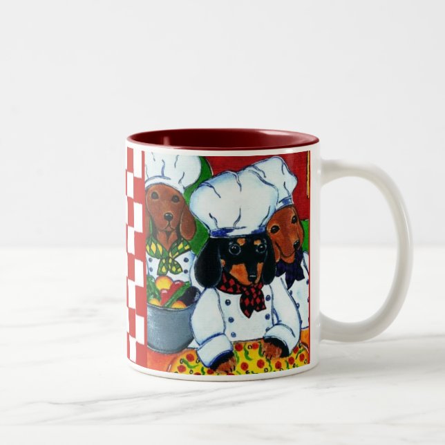 Tasse 2 Couleurs 3 Dachsunds de chef (Droit)