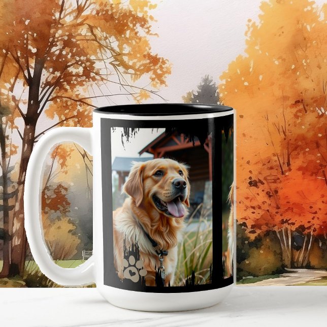 Tasse 2 Couleurs 3 Dog Photos Heart Pawprints Gift (Créateur téléchargé)