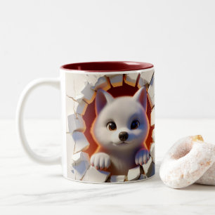 Tasse 2 Couleurs 3D Bébé Bébé Loup de cacao chaud Café Animaux