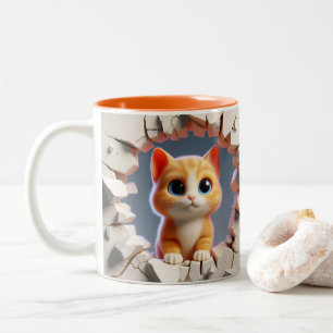 Tasse 2 Couleurs 3D Cute Baby Kitten Hot Cocoa Coffee Animaux