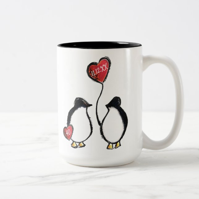 Tasse 2 Couleurs 40e anniversaire du mariage de rubis (Droit)