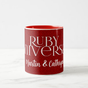 Tasse 2 Couleurs 40e anniversaire du Mariage rouge Ruby