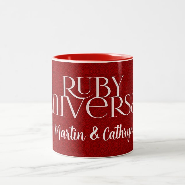 Tasse 2 Couleurs 40e anniversaire du Mariage rouge Ruby (Centre)