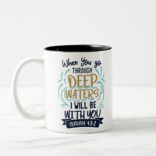 Tasse 2 Couleurs 43:2 d'Isaïe OÙ VOUS PASSEZ PAR les EAUX PROFOND