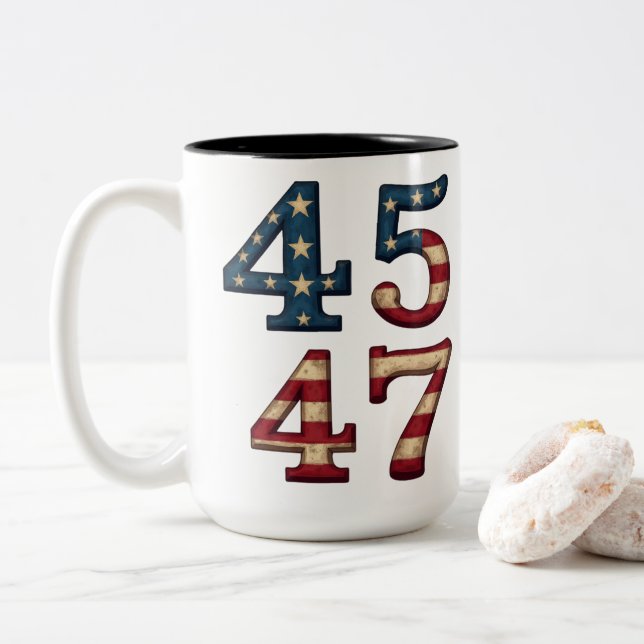 Tasse 2 Couleurs 45-47 président trump (Avec donut)