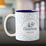 Tasse 2 Couleurs 45ème 65ème anniversaire de Mariage Coeurs Confett<br><div class="desc">Doté de coeurs délicats confettis. Personnalisez avec vos détails spéciaux saphir anniversaire mis en lettres chic. Conçu par Thisisnotme©</div>