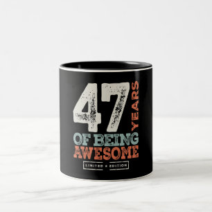 Tasse 2 Couleurs 47 Anniversaire Amusant 47 Ans