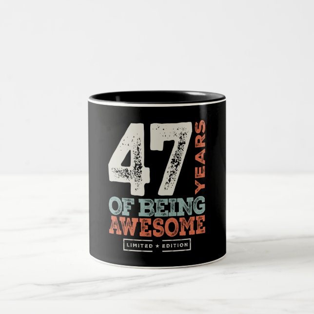 Tasse 2 Couleurs 47 Anniversaire Amusant 47 Ans (Centre)