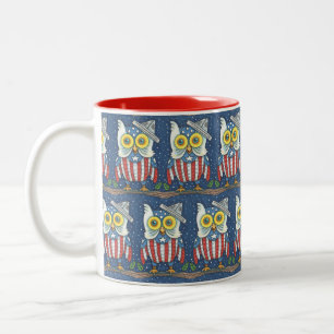 Tasse 2 Couleurs 4 juillet HIBOU de HUÉE PATRIOTIQUE, rouge de