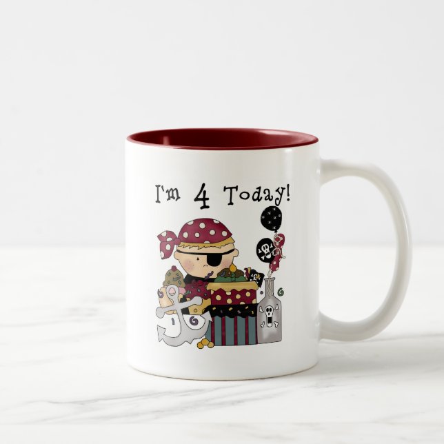 Tasse 2 Couleurs 4e anniversaire Pirate Tshirts et cadeaux (Droit)