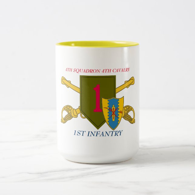 Tasse 2 Couleurs 4ème La 4ème CAV ęr INFANTERIE des ESCADRONS (Centre)