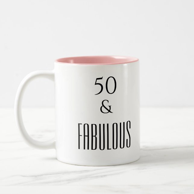 Tasse 2 Couleurs 50 and Fabulous Birthday Black  Text (Gauche)