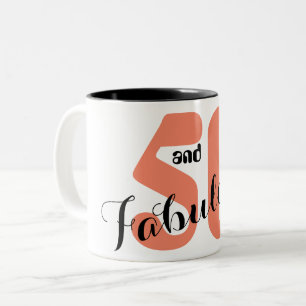 Tasse 2 Couleurs 50 ans et Fabuleux Coral Noir Script 50ème Anniver