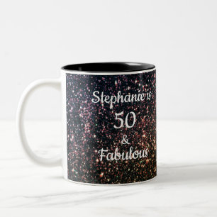 Tasse 2 Couleurs 50 Et Fabuleux Anniversaire Or Noir Parties scinti