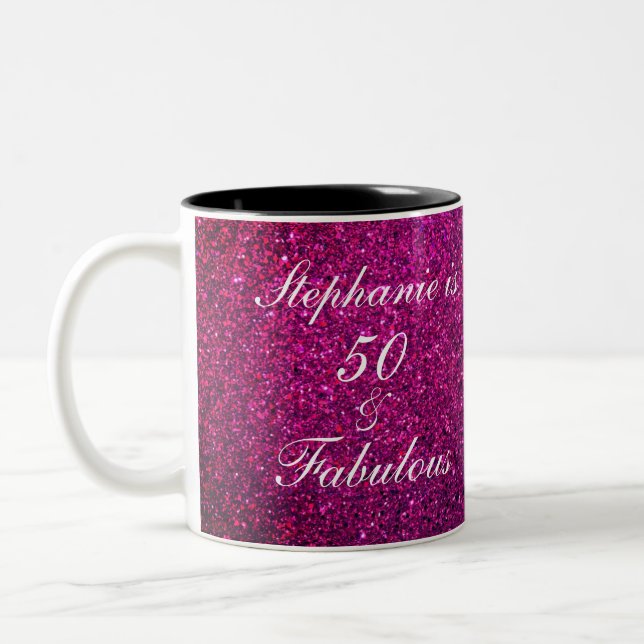 Tasse 2 Couleurs 50 Et Fabuleux Anniversaire Rose Purple Parties sc (Gauche)