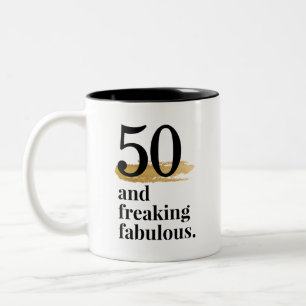 Tasse 2 Couleurs 50 et fabuleux n'importe quel âge Anniversaire