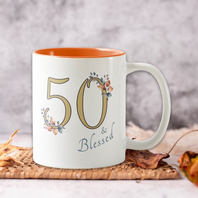 Tasse 2 Couleurs 50e anniversaire fille bénie Boho automne (Créateur téléchargé)
