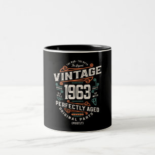 Tasse 2 Couleurs 60 Ans Vintage 1963 Homme Mythe Légende