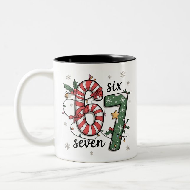 Tasse 2 Couleurs 67 Christmas Lights Six Seven Holiday Funny Meme (Gauche)