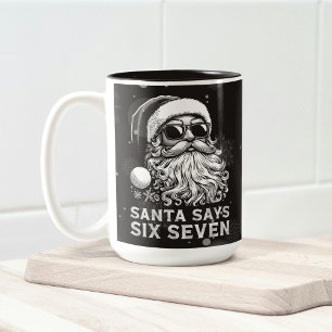 Tasse 2 Couleurs 67 Meme Drôle Santa Dit Six Sept Noël