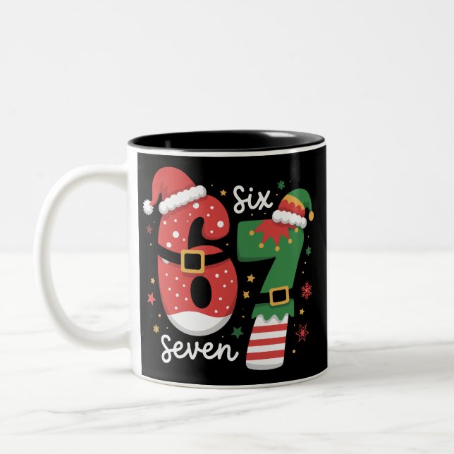 Tasse 2 Couleurs 67 Meme Six Seven Elf Christmas Santa Hat (Gauche)