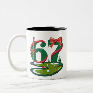 Tasse 2 Couleurs 6 7 Six Seven Golf Gen Z Alpha Mème Noël Golfing