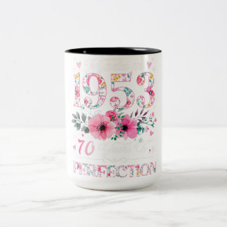 Tasse 2 Couleurs 70 Ans Fabriqué En 1953 Floral 70e Anniversaire Ca