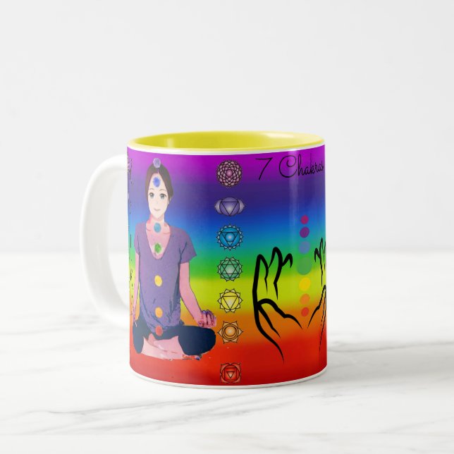 Tasse 2 Couleurs 7 chakras de 12 x 12 po (Devant gauche)