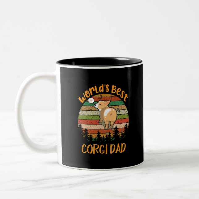 Tasse 2 Couleurs 7 Meilleur Corgi Papa du monde (Gauche)