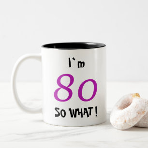 Tasse 2 Couleurs 80e anniversaire Drôle cadeau pour elle