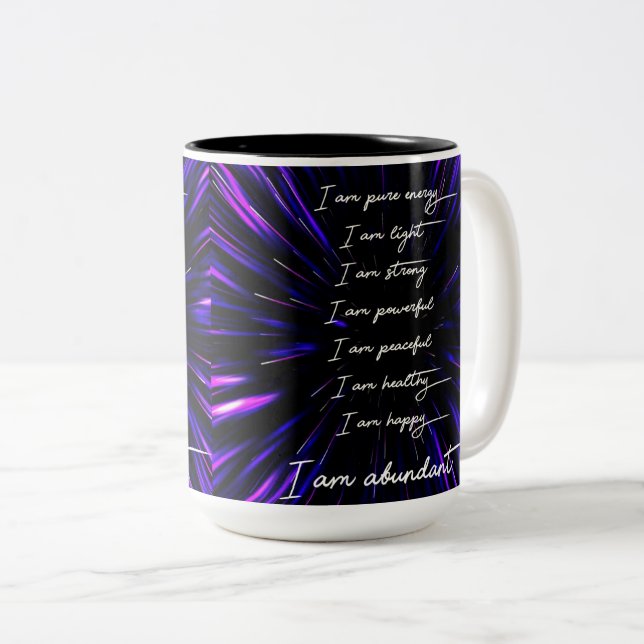 Tasse 2 Couleurs 8 Affirmations positives pour l'abondance (Devant droit)