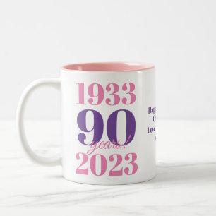 Tasse 2 Couleurs 90e anniversaire Pink Date spéciale