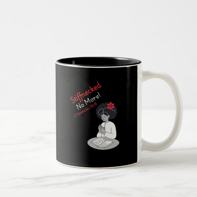 Tasse 2 Couleurs 'À cou rigide, non plus' Hébreu Israélite Design (Droit)