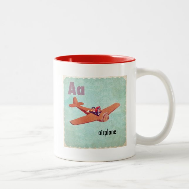 Tasse 2 Couleurs A est pour avion (Droit)
