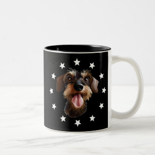 Tasse 2 Couleurs À poils durs Dachshund Stars Regardez Le Café M À 