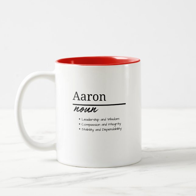 Tasse 2 Couleurs Aaron, Garçon Nom Personnalisé Définition (Gauche)