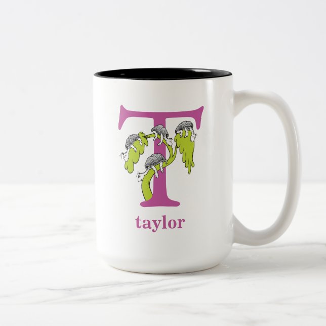 Tasse 2 Couleurs ABC du Dr Seuss : Lettre T - Violet | Ajouter Votr (Droit)