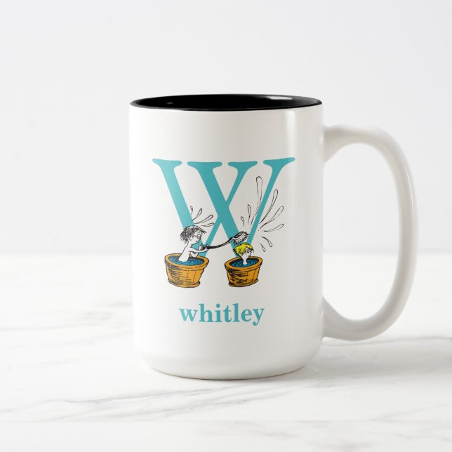 Tasse 2 Couleurs ABC du Dr Seuss : Lettre W - Bleu | Ajouter Votre  (Droit)
