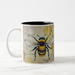Tasse 2 Couleurs Abee Vintage no 1 et Honeypeb Watercolor Art