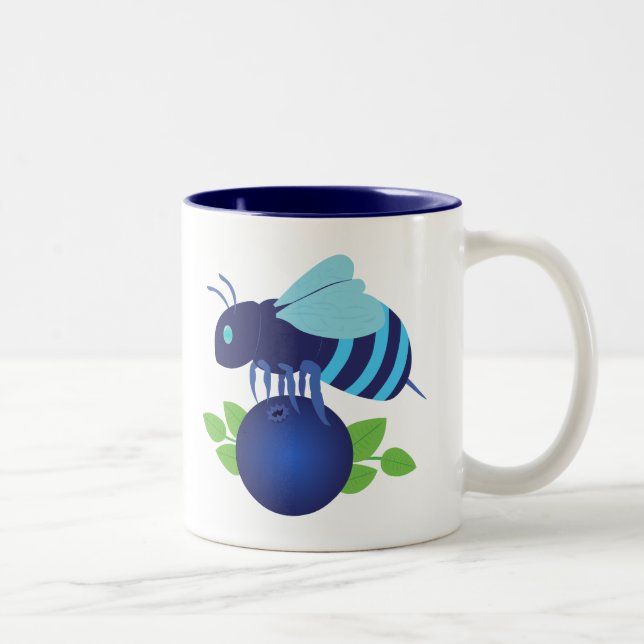 Tasse 2 Couleurs Abeille de bleuet (Droit)