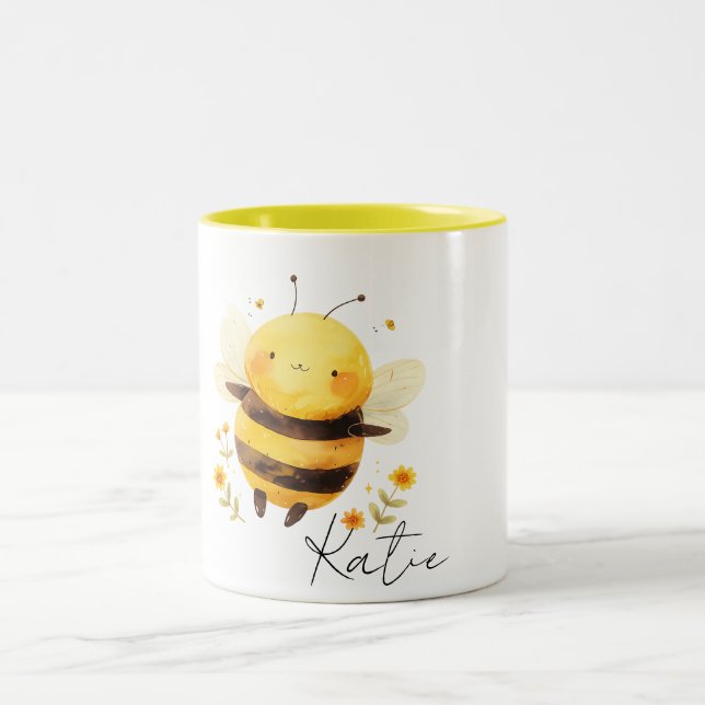 Tasse 2 Couleurs Abeille PERSONALISÉE, Cadeaux de Bumble Bee (Centre)