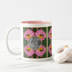 Tasse 2 Couleurs Abeille Sur Le Cadre Fleur Rose Daisy Ajouter Votr