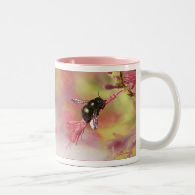 Tasse 2 Couleurs Abeille sur le fleur sauvage (Droit)