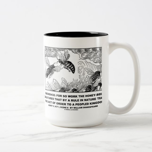 Tasse 2 Couleurs Abeilles Henry V Shakespeare de travail (Droit)