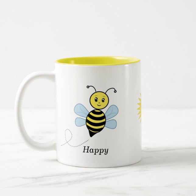 Tasse 2 Couleurs Abeilles heureuses & soleil mignon (Gauche)