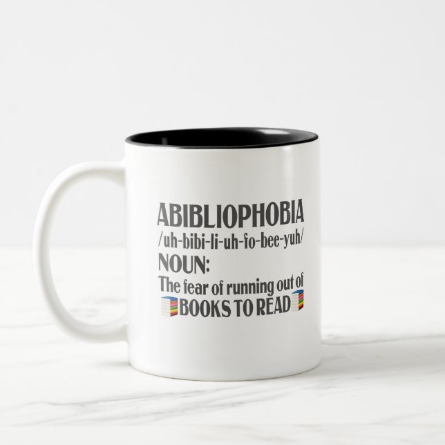 Tasse 2 Couleurs Abibliophobia Definition Bookworm Lecteur de livre (Gauche)