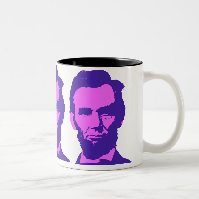 Tasse 2 Couleurs Abraham Lincoln en Pop Art rose & violet (Droit)