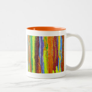 Tasse 2 Couleurs Abstract art rainbow stripes paint drip
