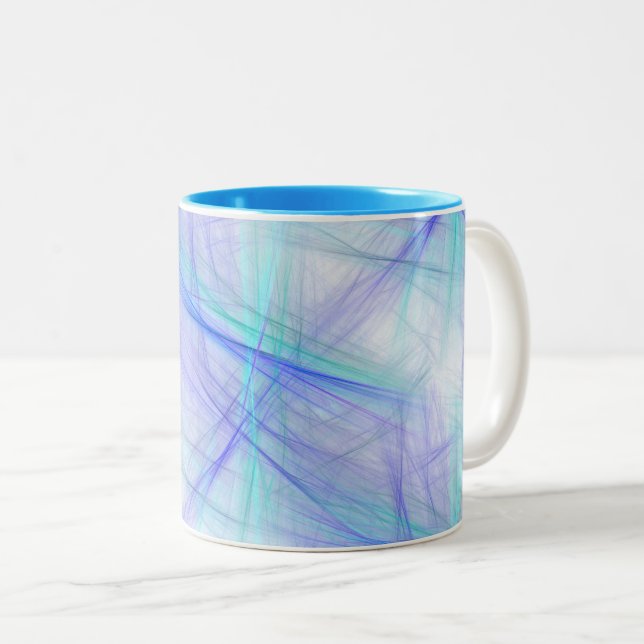 Tasse 2 Couleurs Abstrait bleu vert fractal (Devant droit)